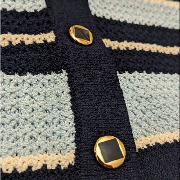 St‎ John Sport Marie Gray Blue Button Front Sweater Cardigan Jacket Medium - Picture 3 of 8